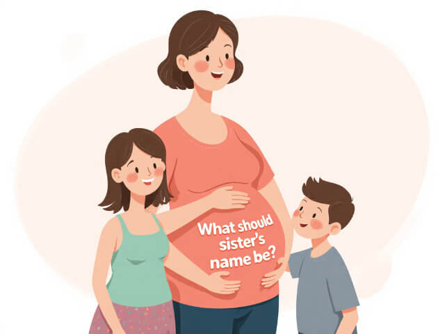 A mother, son, and daughter thinking of a newborn's name